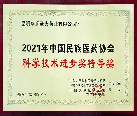 2021年中國民族醫(yī)藥協(xié)會 科學(xué)技術(shù)進步獎特等獎